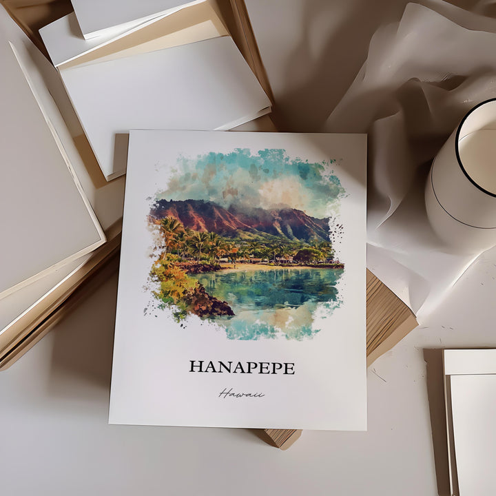 Hanapepe HI Wall Art, Hanapepe Print, Kauai Watercolor Art, Hanapepe Gift, Travel Print, Travel Poster, Housewarming Gift