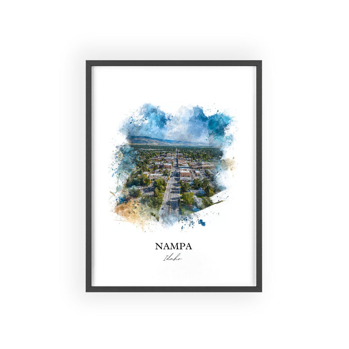 Nampa Idaho Wall Art, Nampa Print, Idaho Watercolor Art, Nampa Idaho Gift, Travel Print, Travel Poster, Housewarming Gift