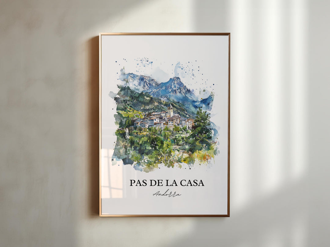 Pas de la Casa Wall Art, Pyrenees Print, Andorra Watercolor Art, Pas de la Casa Gift, Travel Print, Travel Poster, Housewarming Gift