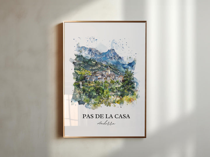 Pas de la Casa Wall Art, Pyrenees Print, Andorra Watercolor Art, Pas de la Casa Gift, Travel Print, Travel Poster, Housewarming Gift