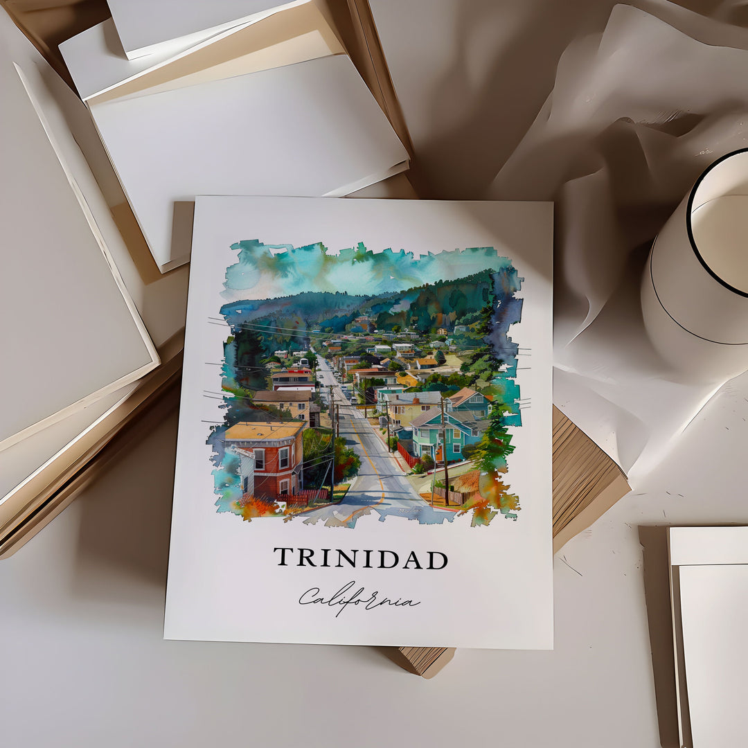 Trinidad California Art, Trinidad CA Print, Humboldt County Watercolor, Trinidad CA Gift, Travel Poster, Housewarming Gift