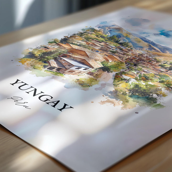 Yungay Wall Art, Ancash Region Peru Print, Peru Watercolor Art, Yungay Peru Gift, Travel Print, Travel Poster, Housewarming Gift