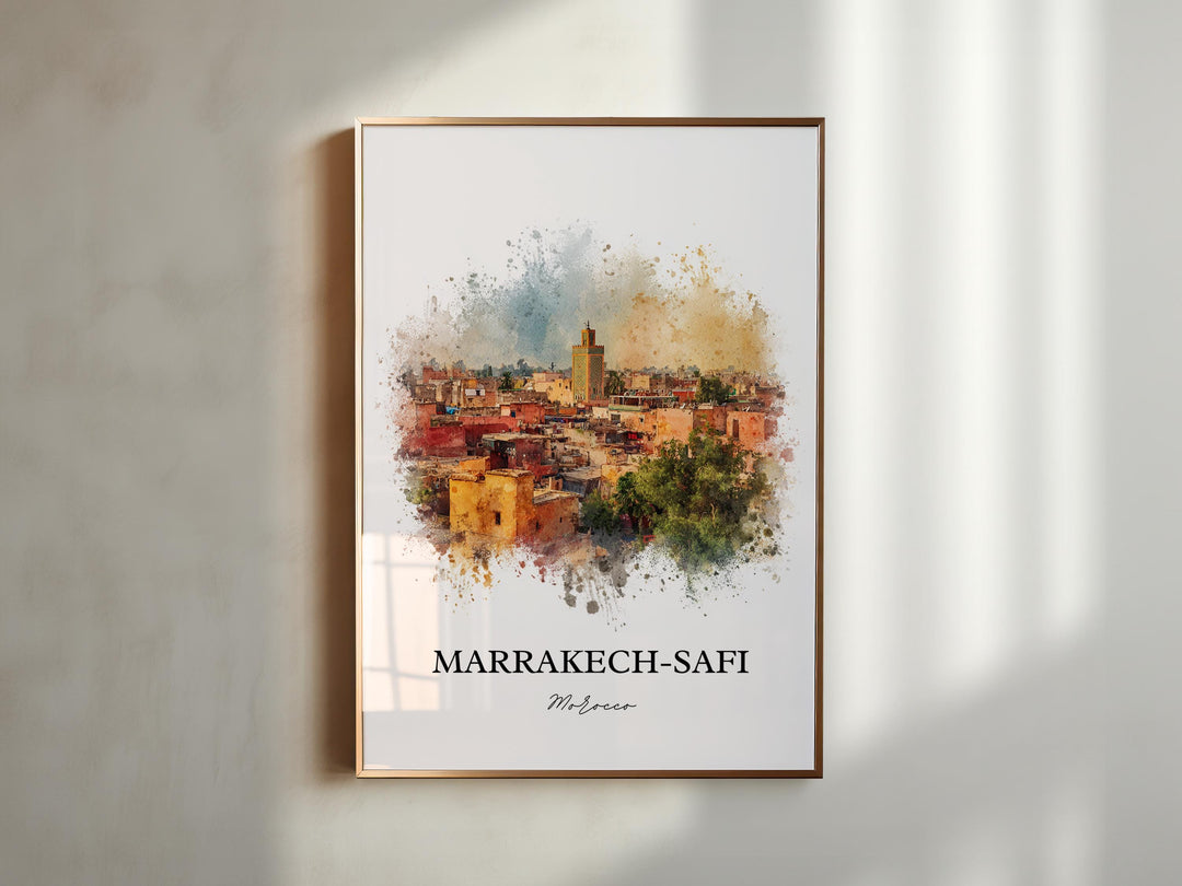 Marrakech-Safi Wall Art, Marrakech Print, Marrakech Watercolor, Morocco Gift, Marrakech-Safi Travel Print, Travel Poster, Housewarming Gift