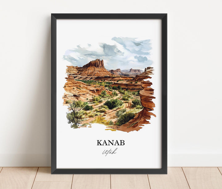 Kanab Utah Wall Art, Kane County Print, Utah Watercolor Art, Kanab Utah Gift, Travel Print, Travel Poster, Housewarming Gift