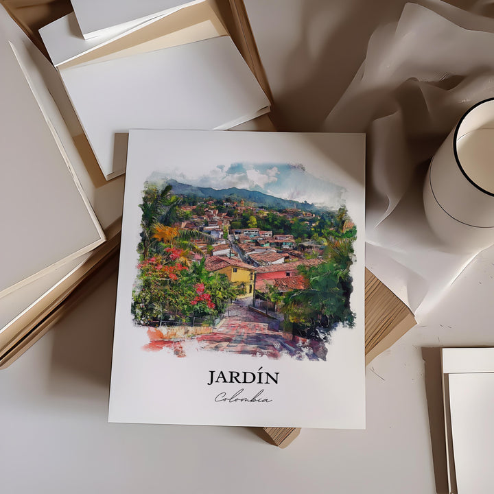 Jardín Colombia Wall Art, Antioquia Print, Colombia Watercolor Art, Jardín Colombia Gift, Travel Print, Travel Poster, Housewarming Gift