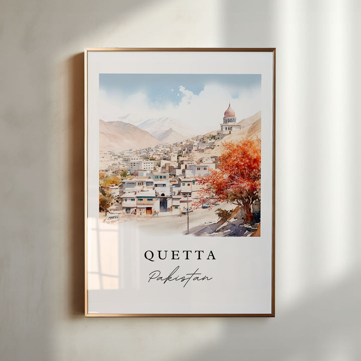 Quetta traditional travel art - Pakistan, Quetta poster print, Wedding gift, Birthday present, Custom Text, Perfect Gift