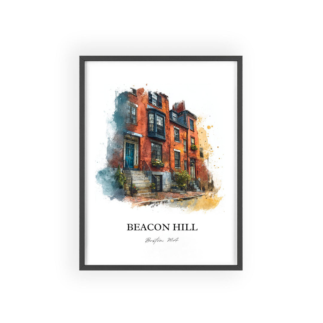 Beacon Hill, Massachusetts – Watercolor Art Print
