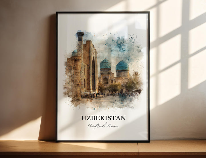 Uzbekistan Wall Art, Uzbekistan Print, Uzbekistan Watercolor Art, Uzbekistan Gift, Travel Print, Travel Poster, Housewarming Gift
