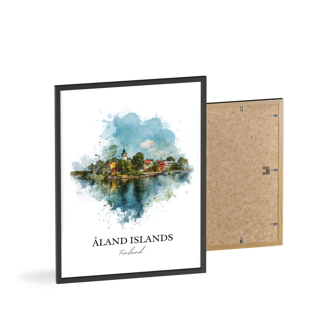 Aland Islands Wall Art, Aland Islands Print, Finland Watercolor Art, Aland Islands Gift, Travel Print, Travel Poster, Housewarming Gift