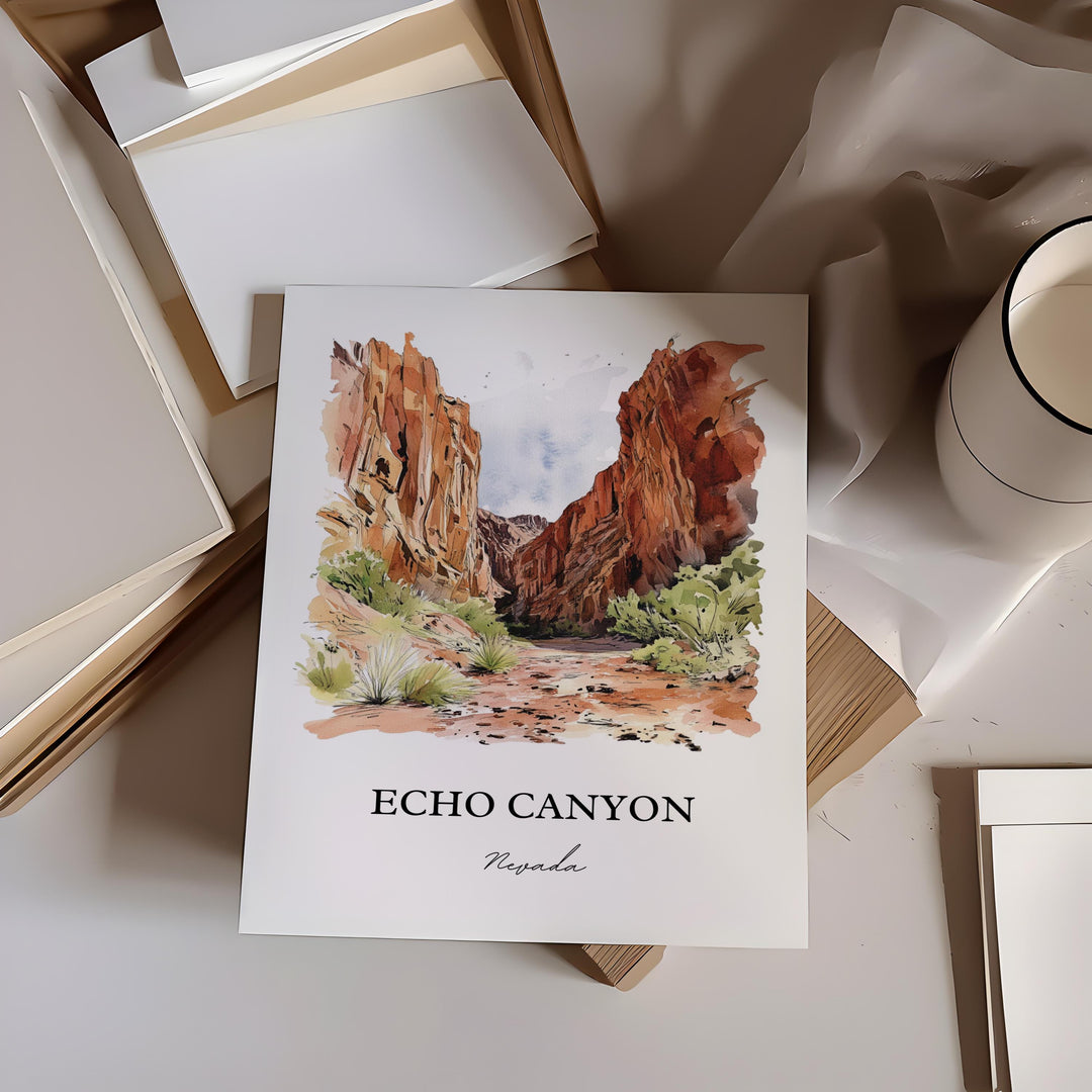 Echo Canyon NV Wall Art, Lincoln County Print, Echo Canyon Watercolor Art, Echo Canyon Gift, Travel Print, Travel Poster, Housewarming Gift