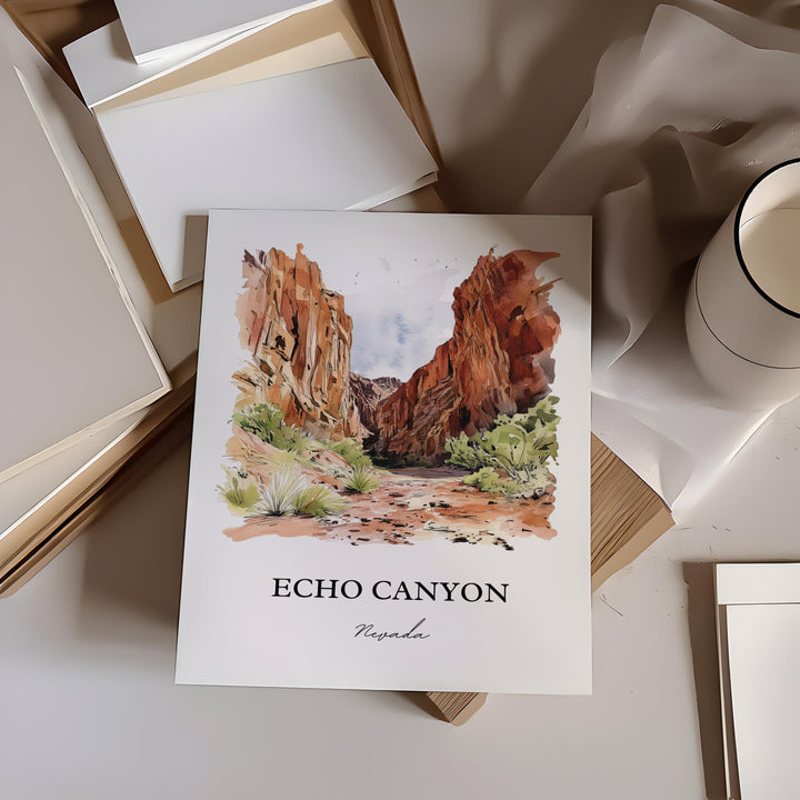 Echo Canyon NV Wall Art, Lincoln County Print, Echo Canyon Watercolor Art, Echo Canyon Gift, Travel Print, Travel Poster, Housewarming Gift