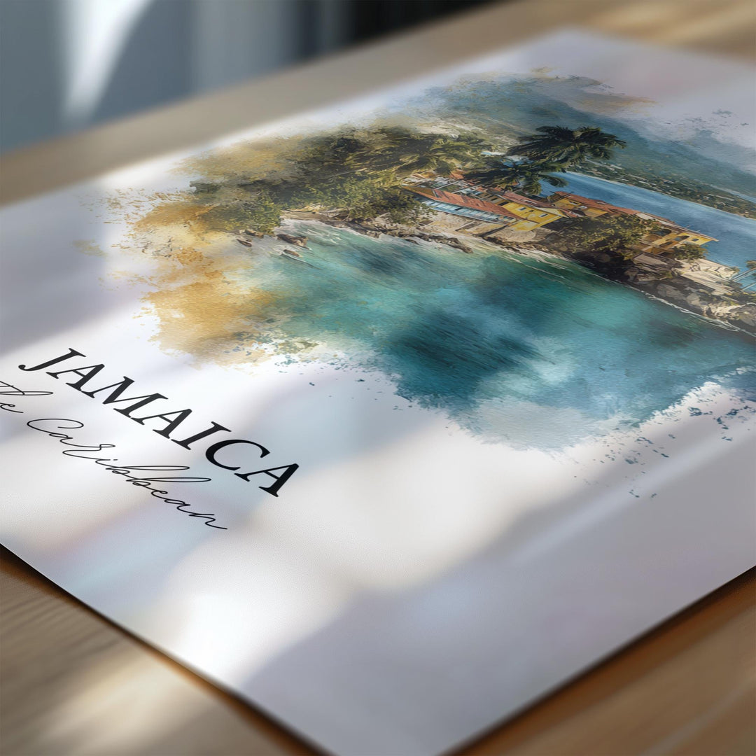 Jamaica Wall Art, Jamaica Print, Caribbean Watercolor Art, Jamaica Gift, Travel Print, Travel Poster, Housewarming Gift