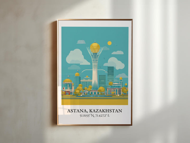 Astana Art, Astana Retro Travel Art, Astana Home Decor, Kazakhstan Gift, Kazakhstan Travel Art, Travel Prints, Housewarming Gift
