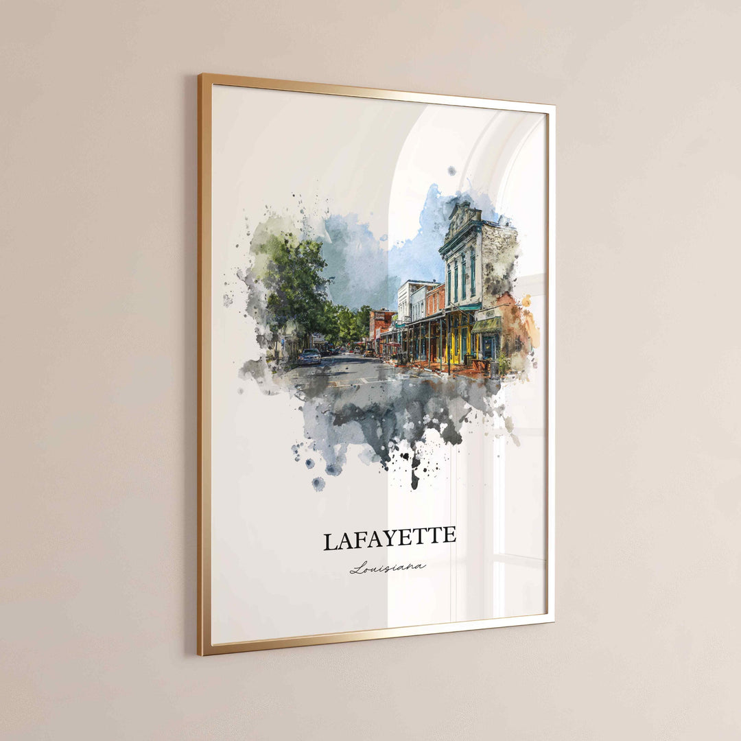 Lafayette, Louisiana – Watercolor Art Print