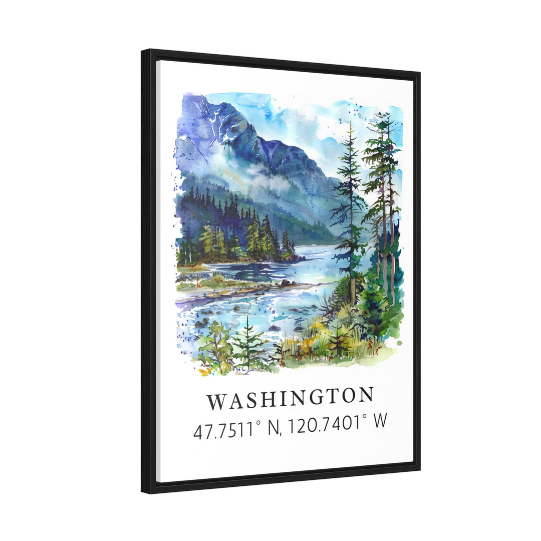 Washington State Wall art - Washington print with coordinates, Framed or Unframed Options - WA Birthday present, Personalization Available