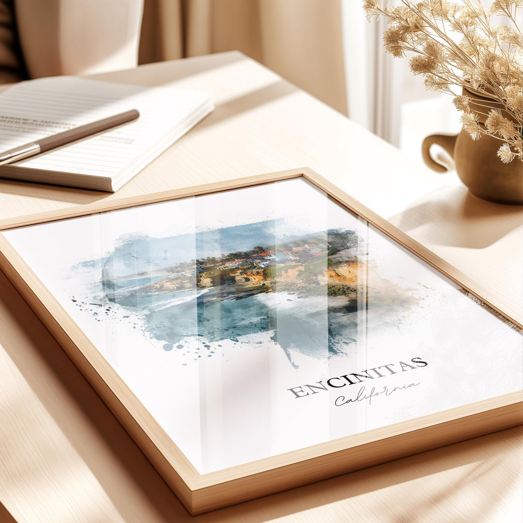 Encinitas, CA – Watercolor Art Print