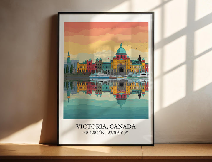 Victoria Canada Art, Canada Retro Travel Art, Canada Home Decor, Canada Gift, Victoria Canada Travel Art, Travel Prints, Housewarming Gift
