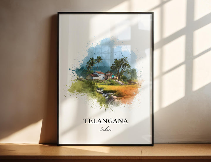Telangana India Wall Art, Telangana Print, India Watercolor Art, Telangana India Gift, Travel Print, Travel Poster, Housewarming Gift