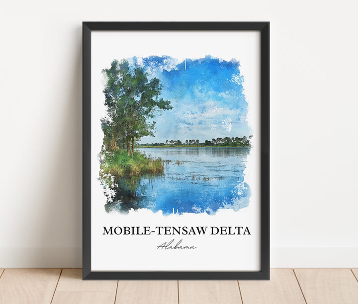 Mobile-Tensaw Delta Art, Alabama Print, Alabama Watercolor Art, Mobile-Tensaw Delta Gift, Travel Print, Travel Poster, Housewarming Gift