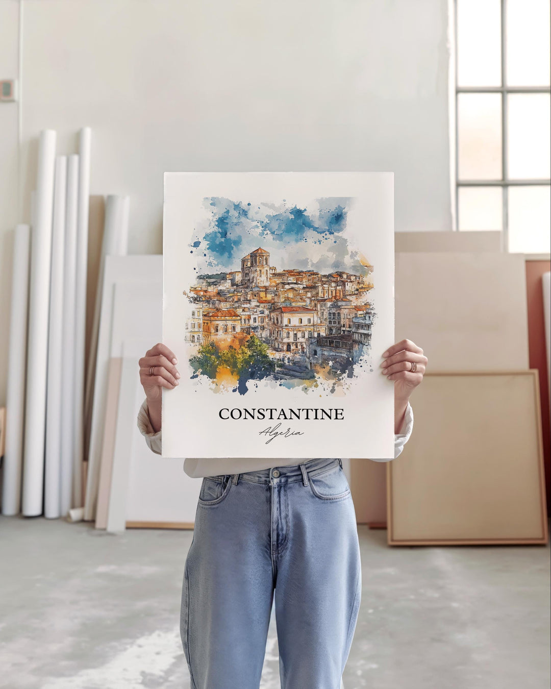 Constantine Algeria Wall Art, Kasantina Print, Algeria Watercolor, Constantine Algeria Gift, Travel Print, Travel Poster, Housewarming Gift