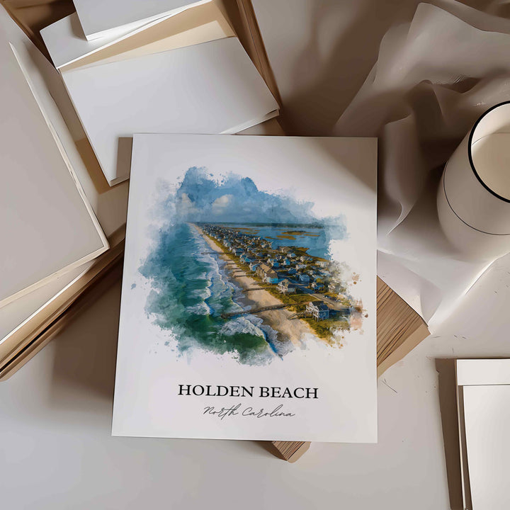 Holden Beach, North Carolina – Watercolor Art Print