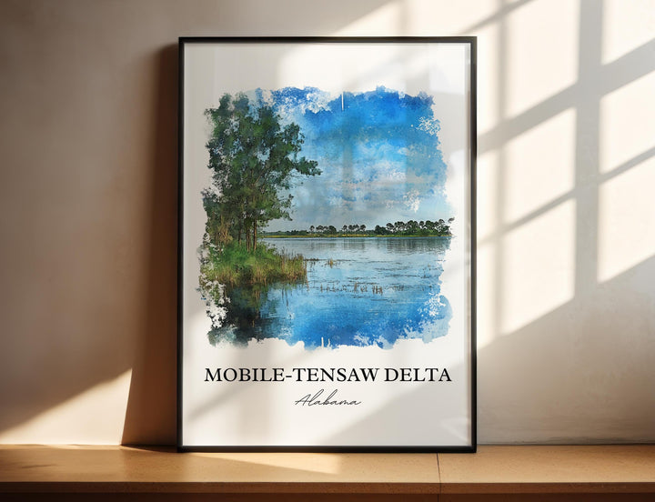 Mobile-Tensaw Delta Art, Alabama Print, Alabama Watercolor Art, Mobile-Tensaw Delta Gift, Travel Print, Travel Poster, Housewarming Gift