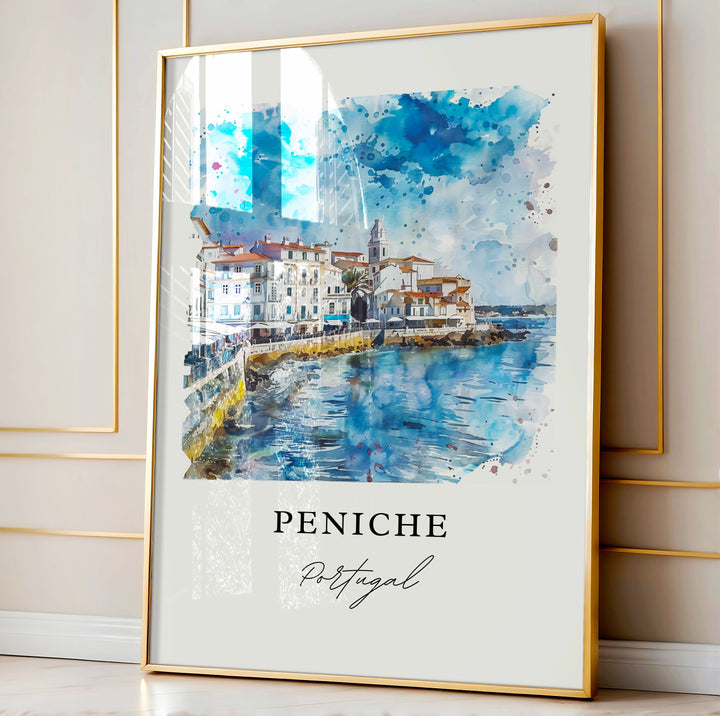 Peniche Portugal Wall Art, Peniche Print, Oeste Region Watercolor Art, Peniche Gift,