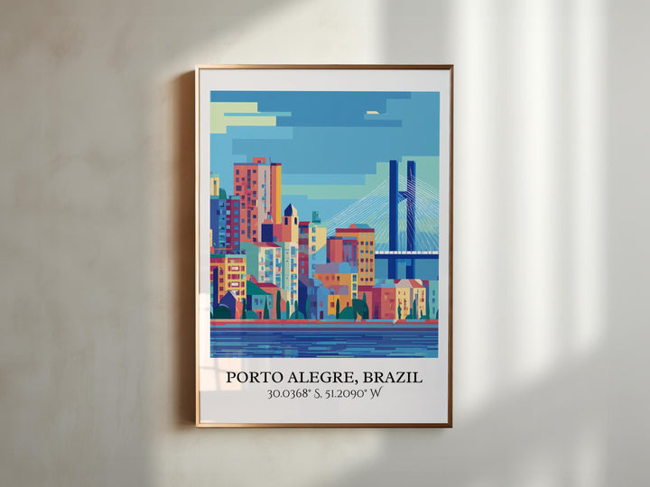 Porto Alegre Art, Brazil Retro Travel Art, Brazil Home Decor, Porto Alegre Gift, Brazil Travel Art, Travel Prints, Housewarming Gift