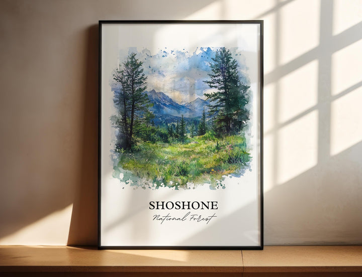 Shoshone National Forest Art, Cody Wyoming Print, Wyoming Watercolor Art, Shoshone WY Gift, Travel Print, Travel Poster, Housewarming Gift