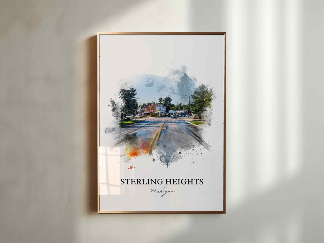 Sterling Heights, Michigan – Watercolor Art Print