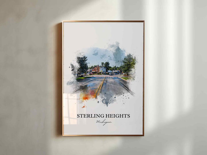 Sterling Heights, Michigan – Watercolor Art Print