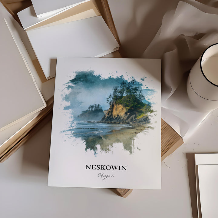 Neskowin, Oregon – Watercolor Art Print