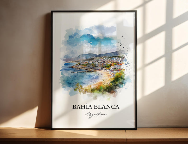 Bahia Blanca Wall Art, Buenos Aires Print, Argentina Watercolor Art, Bahia Blanca Gift, Travel Print, Travel Poster, Housewarming Gift