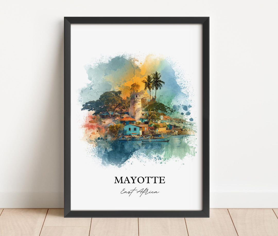 Mayotte Wall Art, Mayotte Print, Mayotte Watercolor Art, East Africa Gift, Travel Print, Travel Poster, Housewarming Gift