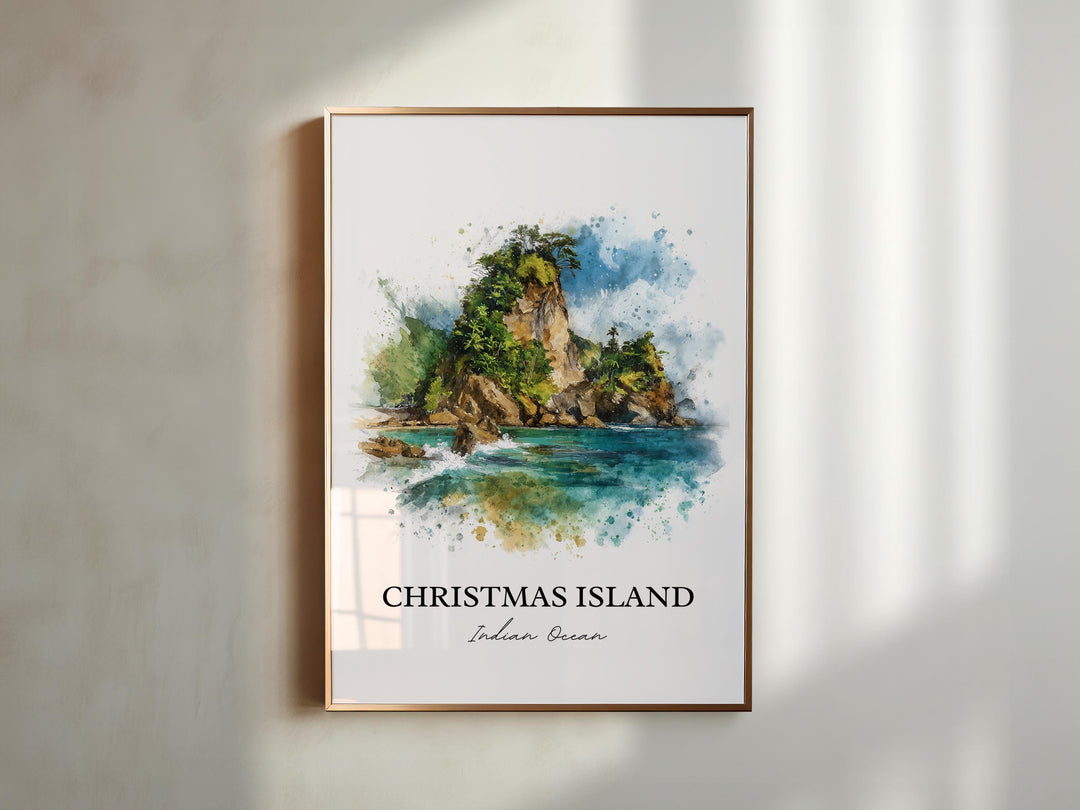 Christmas Island Wall Art, Java Print, Java Indonesia Watercolor Art, Christmas Island Gift, Travel Print, Travel Poster, Housewarming Gift