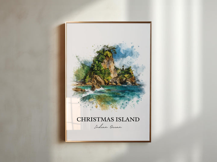 Christmas Island Wall Art, Java Print, Java Indonesia Watercolor Art, Christmas Island Gift, Travel Print, Travel Poster, Housewarming Gift