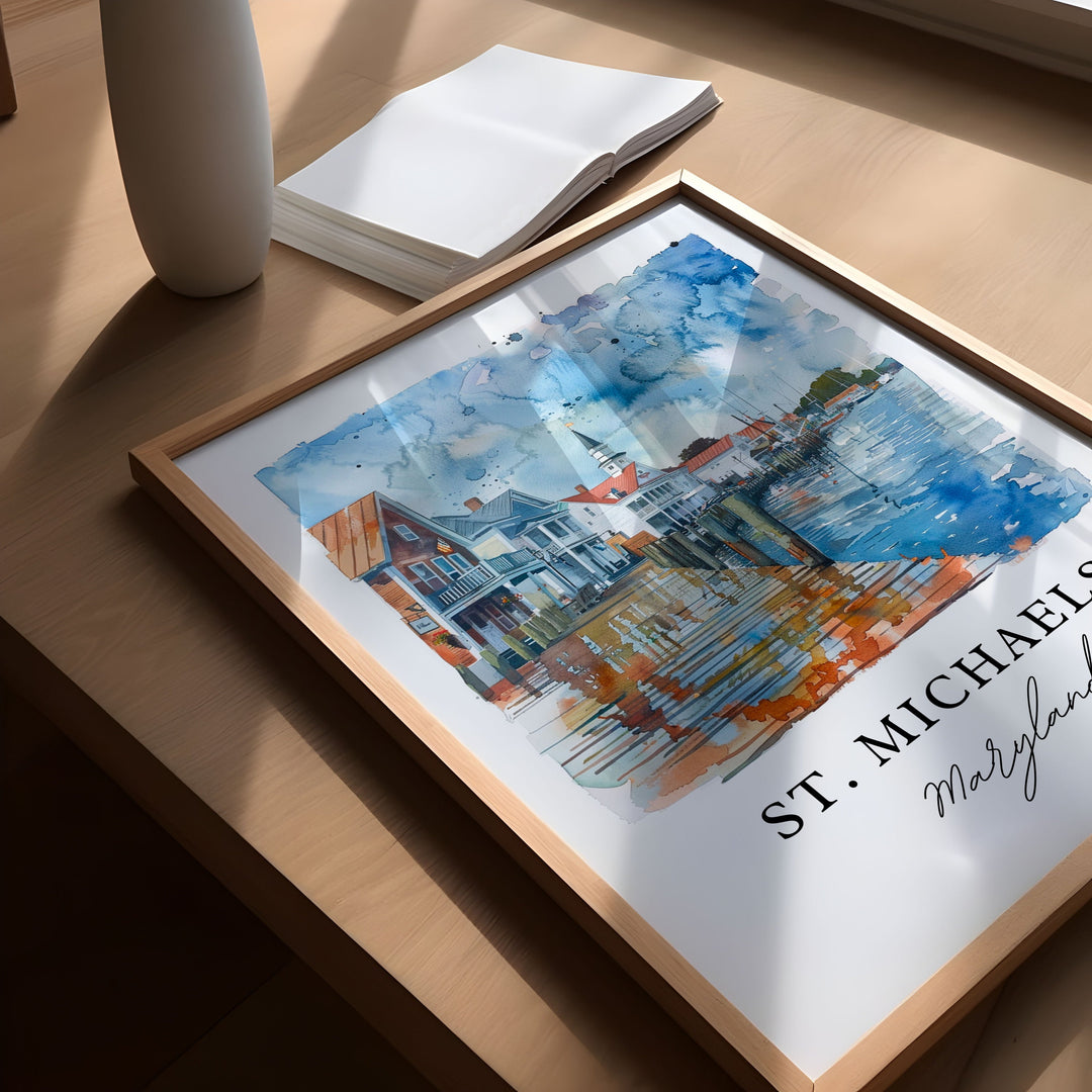 St. Michaels MD Wall Art, St. Michaels Print, St. Michaels Watercolor, St. Michaels MD Gift,