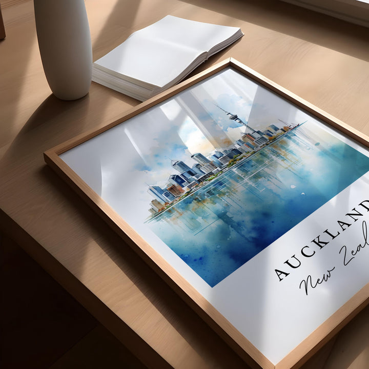 Auckland wall art - New Zealand, Auckland poster, Auckland NZ Wedding gift, Auckland Skyline, Custom Text, Personalized Gift