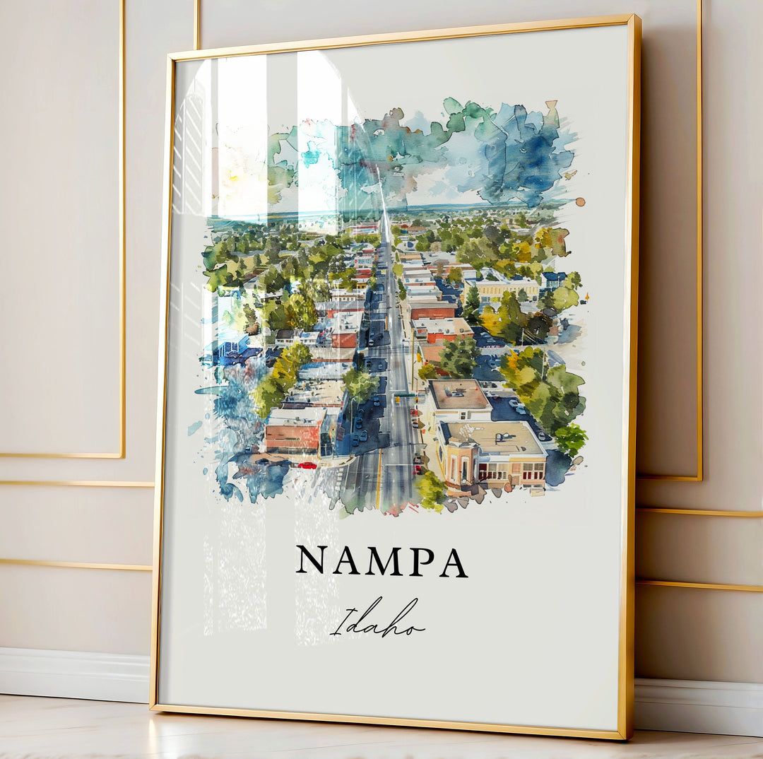 Nampa Idaho Wall Art, Nampa ID Print, Nampa Watercolor Art, Nampa Idaho Gift,