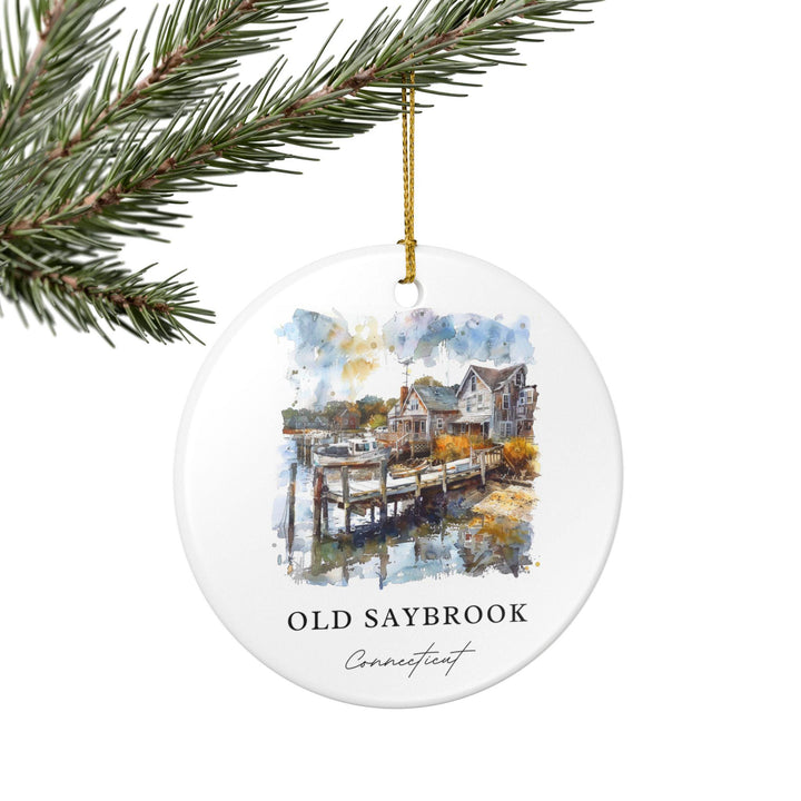 Old Saybrook Ornament: Unique Connecticut Souvenir, Old Saybrook Xmas Decor, and Authentic Old Saybrook CT Gift