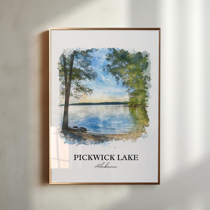 Pickwick Lake Wall Art, Alabama Print, Alabama Watercolor Art, Pickwick Lake AL Gift, Travel Print, Travel Poster, Housewarming Gift