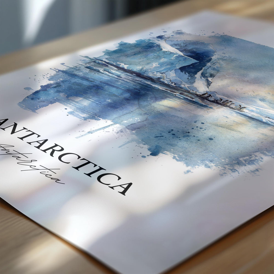 Antarctica Wall Art, Antarctica Print, Antarctica Watercolor Art, Antarctica Gift, Travel Print, Travel Poster, Housewarming Gift