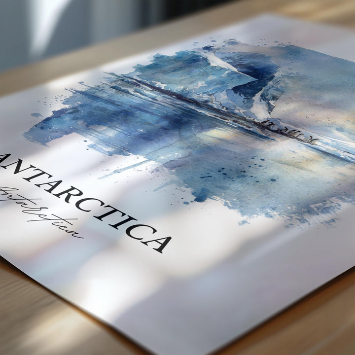 Antarctica Wall Art, Antarctica Print, Antarctica Watercolor Art, Antarctica Gift, Travel Print, Travel Poster, Housewarming Gift