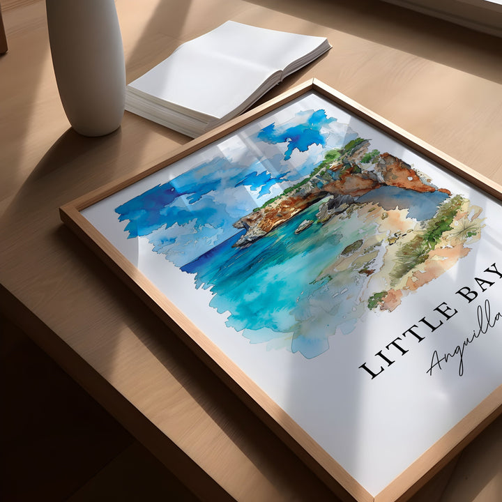 Little Bay Wall Art, Little Bay Anguilla Print, Anguilla Watercolor, Little Bay Gift, Travel Poster, Housewarming Gift