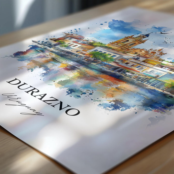 Durazno Wall Art, Uruguay Print, Uruguay Watercolor Art, Durazno Uruguay Gift, Travel Print, Travel Poster, Housewarming Gift