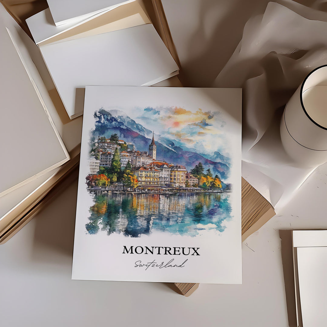 Montreux Travel Print Wall Art Montreux Wall Hanging Home Décor Montreux Gift Art Lovers Switzerland Art Lover Gift Montreux Poster