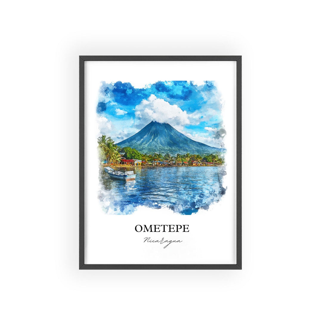 Ometepe Wall Art, Lake Nicaragua Print, Nicaragua Watercolor Art, Ometepe Gift, Travel Print, Travel Poster, Housewarming Gift