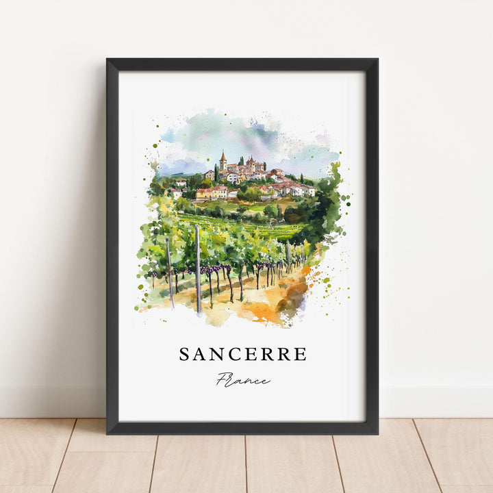 Sancerre France Wall Art, Sancerre Wine Region Print, Sancerre Watercolor, Sancerre FR Gift,