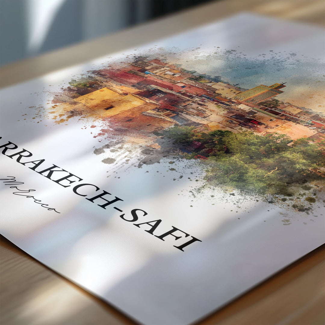 Marrakech-Safi Wall Art, Marrakech Print, Marrakech Watercolor, Morocco Gift, Marrakech-Safi Travel Print, Travel Poster, Housewarming Gift