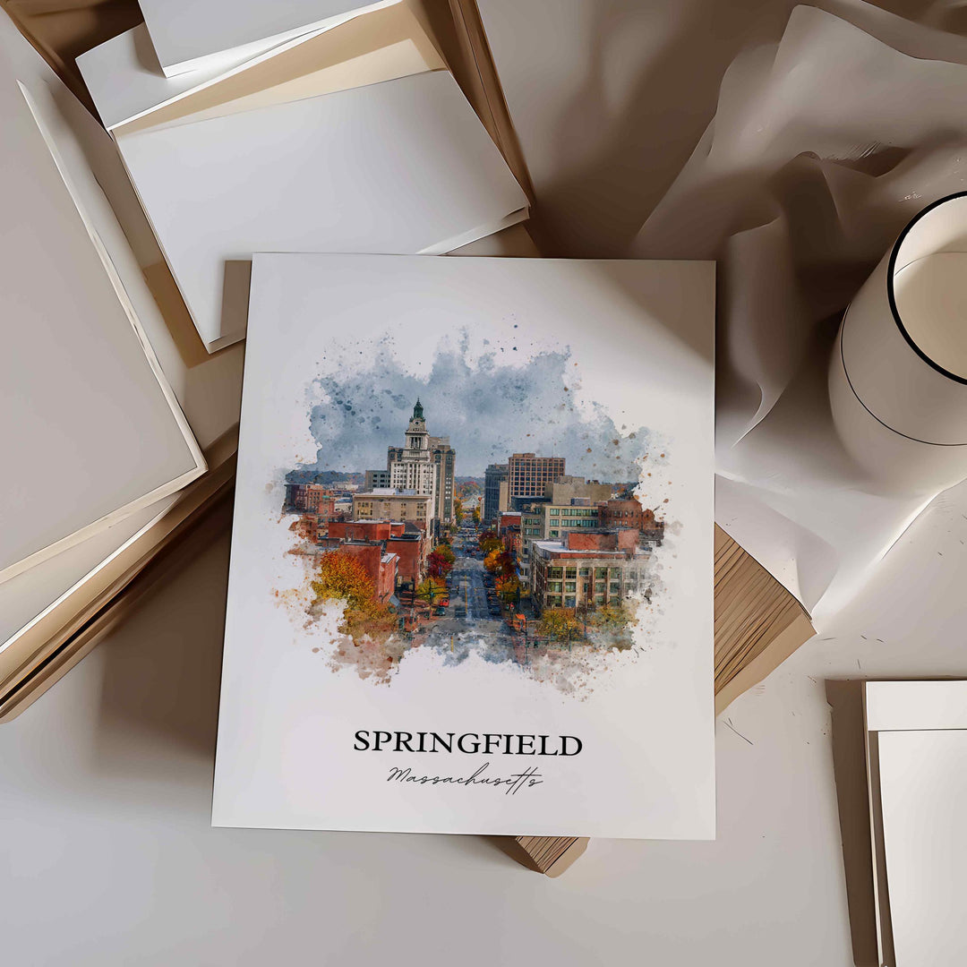 Springfield, Massachusetts, USA – Watercolor Art Print